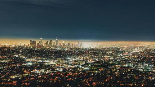 Los Angeles Skyline Night Lights Cityscape 4K Desktop Wallpaper