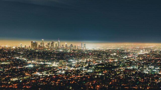 Los Angeles Skyline Night Lights Cityscape 4K Desktop Wallpaper
