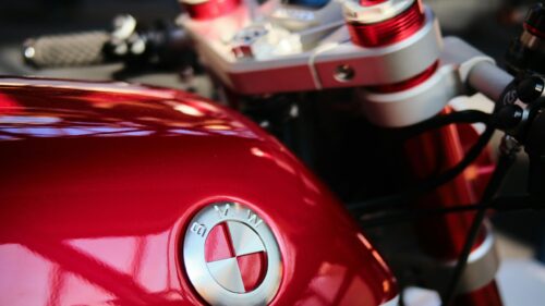 Stunning Red BMW Motorcycle Fuel Tank Close-up 4K Wallpaper