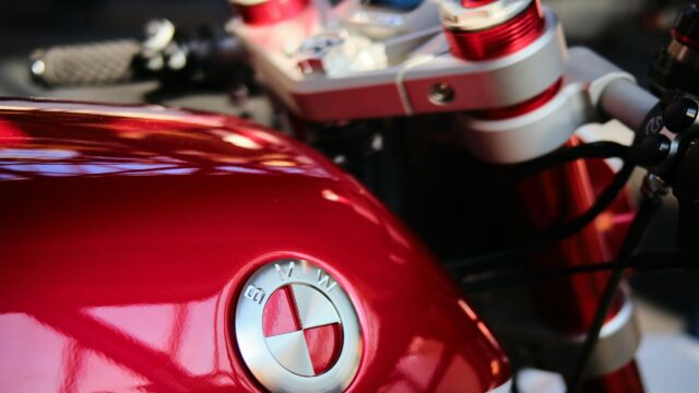 Stunning Red BMW Motorcycle Fuel Tank Close-up 4K Wallpaper