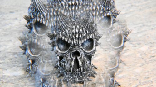 Intricate Metallic Demon Skull Fantasy 4K Desktop Wallpaper