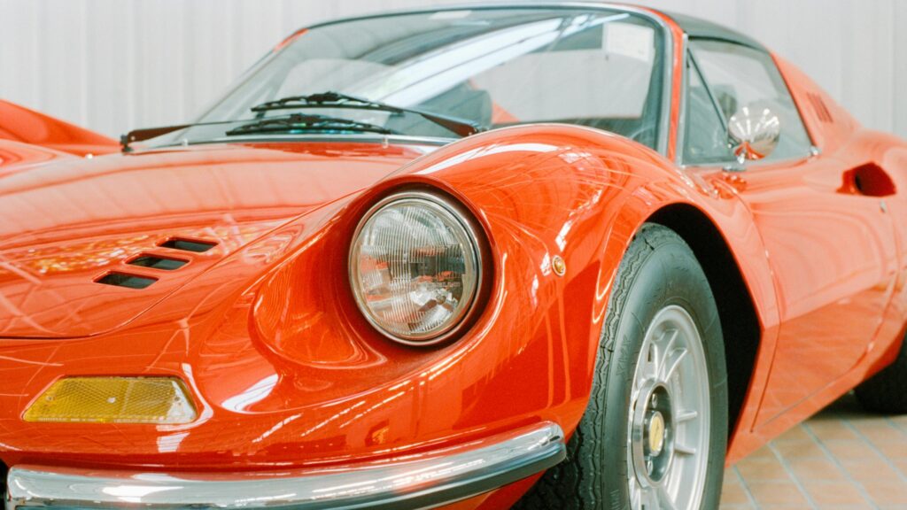 Vintage Ferrari Dino 246 GT Red Sports Car 4K Wallpaper