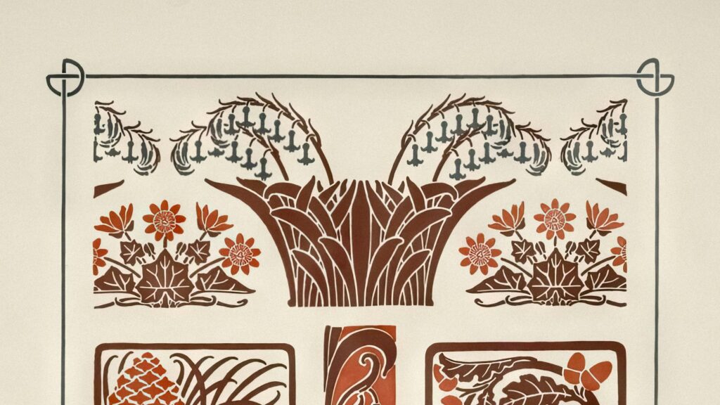 Vintage Art Nouveau Floral Pattern Illustration 4K Desktop Wallpaper