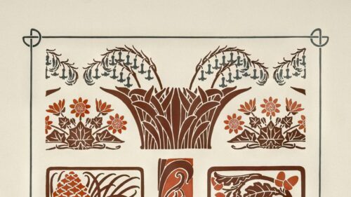 Vintage Art Nouveau Floral Pattern Illustration 4K Desktop Wallpaper