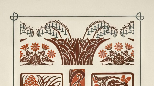 Vintage Art Nouveau Floral Pattern Illustration 4K Desktop Wallpaper