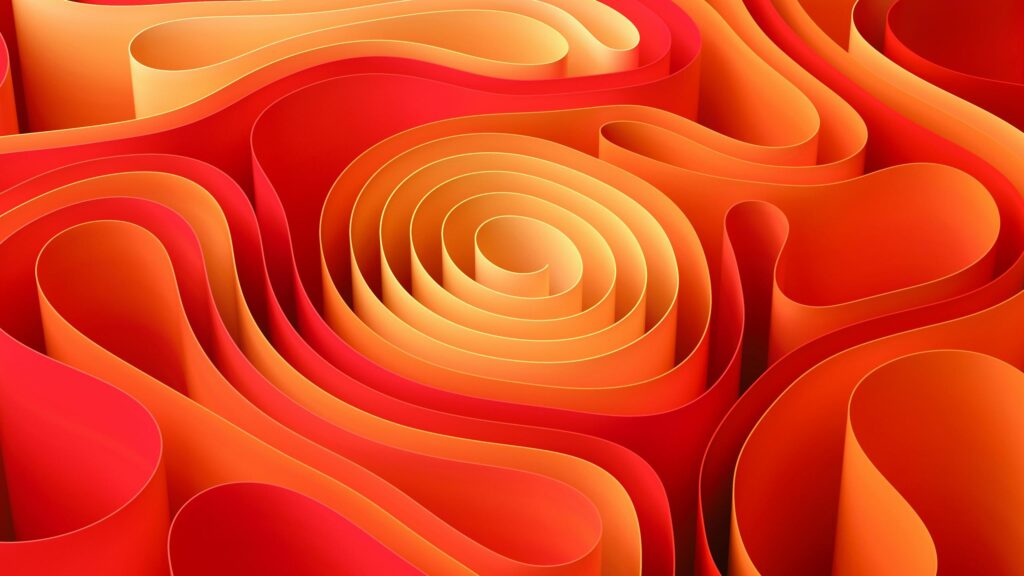 Abstract Swirling Red and Orange Paper Art 4K Desktop Wallpaper