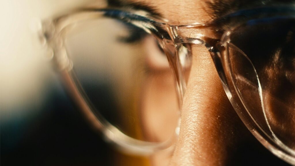 Macro Cinematic Close Up of Clear Eyeglasses Desktop Wallpaper
