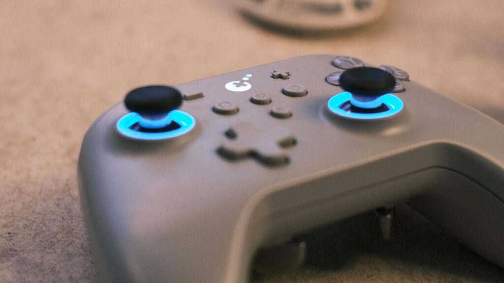 Glowing Gaming Controller Close-Up Macro 4K Desktop Wallpaper