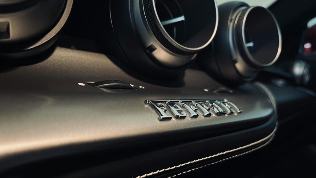 Luxury Ferrari Interior Dashboard Close-up 4K Desktop Wallpaper