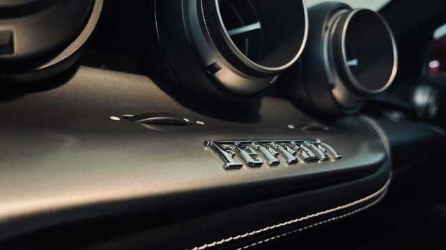 Luxury Ferrari Interior Dashboard Close-up 4K Desktop Wallpaper