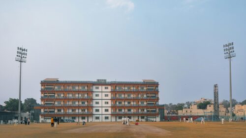 Cricket Stadium Field Building View 4K Desktop Wallpaper