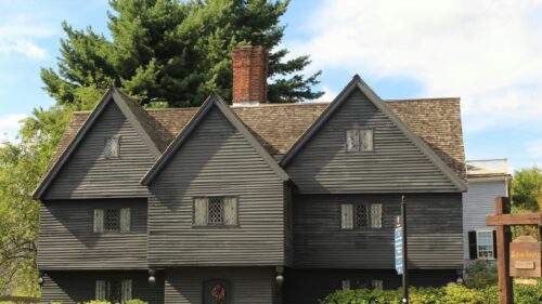 Historic Witch House Salem Dark Wood Architecture 4K Wallpaper