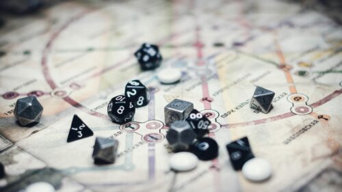 Dungeons and Dragons Tabletop Game Map with Dice 4K Wallpaper