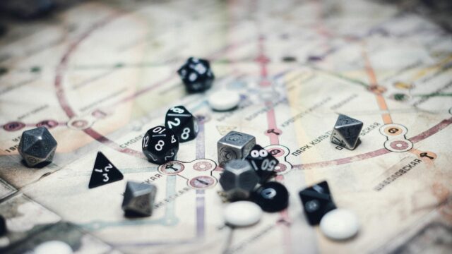 Dungeons and Dragons Tabletop Game Map with Dice 4K Wallpaper