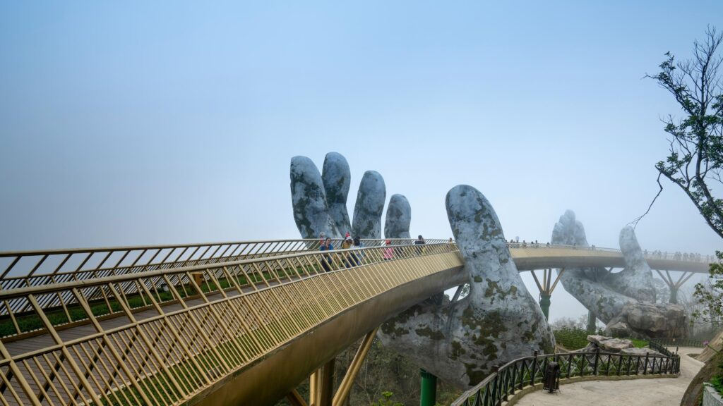 Golden Bridge Ba Na Hills Da Nang Vietnam 4K Desktop Wallpaper