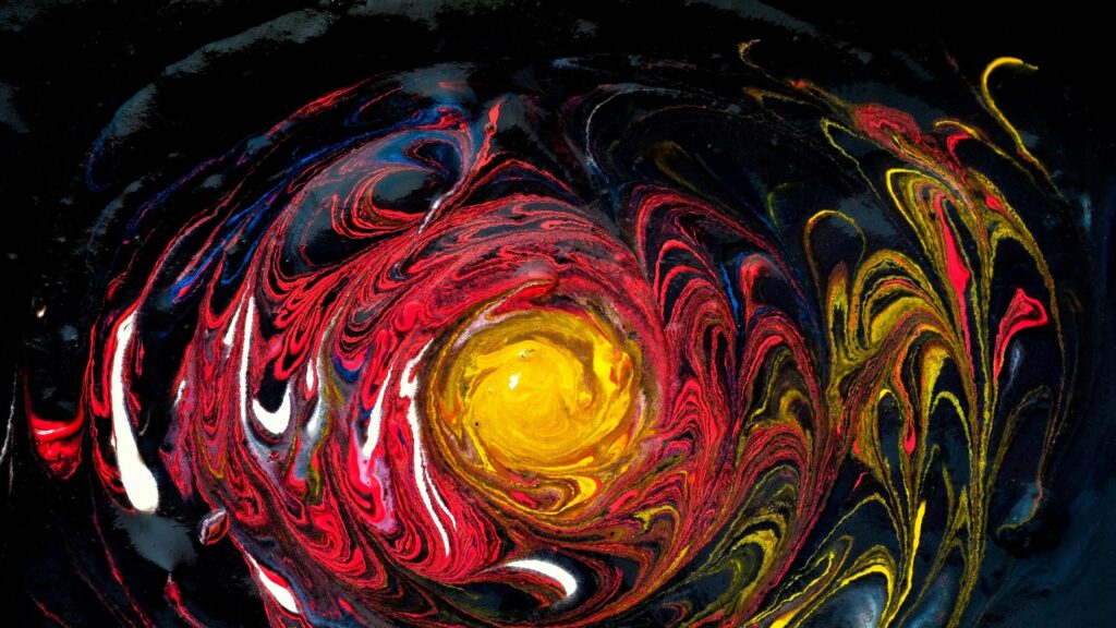 Abstract Fluid Vortex Swirl Red and Yellow Art 4K Desktop Wallpaper