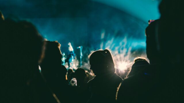 Silhouette Crowd at a Concert Live Music Atmosphere 4K Wallpaper