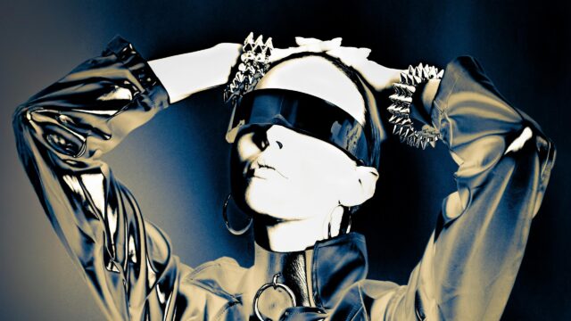 Futuristic Cyberpunk Woman in Spiked Accessories 4K Desktop Wallpaper