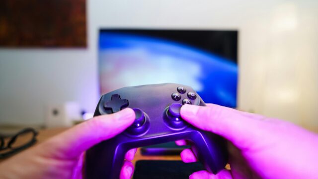 Immersive First Person Gamer Controller Gaming Setup 4K Wallpaper