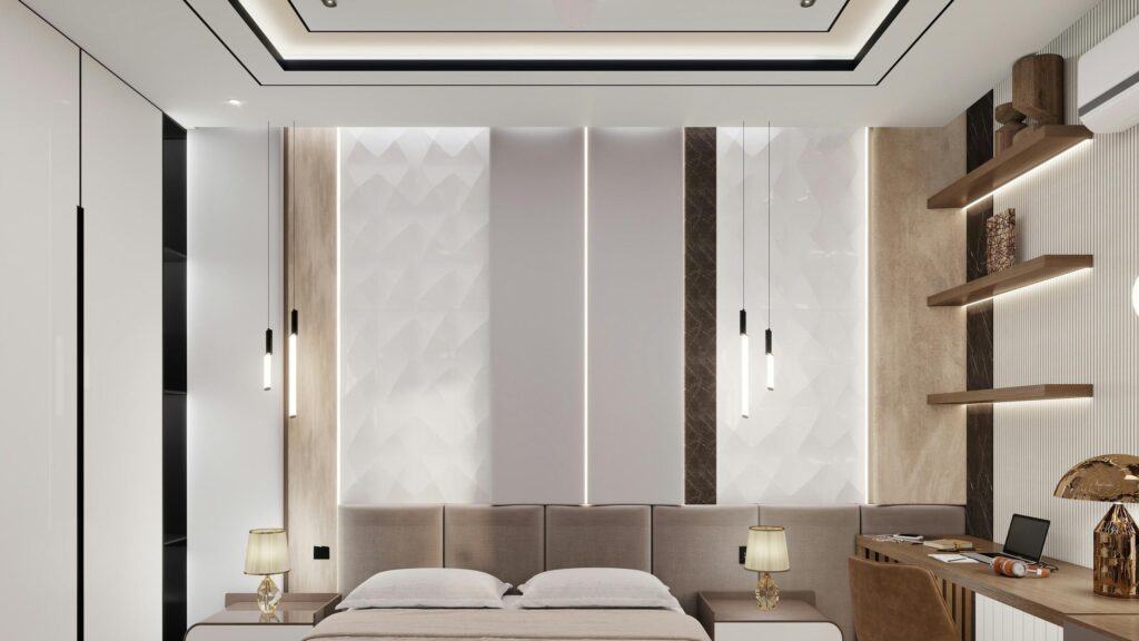 Luxury Modern Minimalist Bedroom Interior 4K Wallpaper