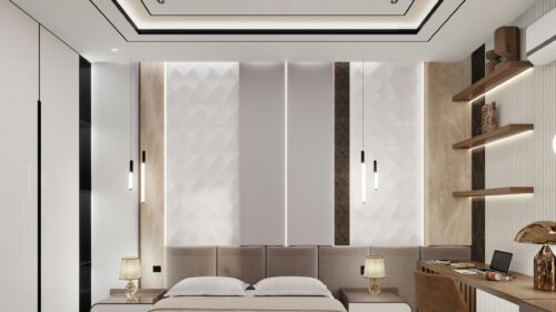 Luxury Modern Minimalist Bedroom Interior 4K Wallpaper
