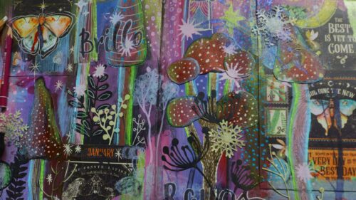 Whimsical Mushroom Forest Abstract Art Collage 4K Desktop Wallpaper