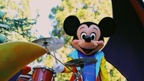 Mickey Mouse Playing Drums High Quality Desktop Wallpaper
