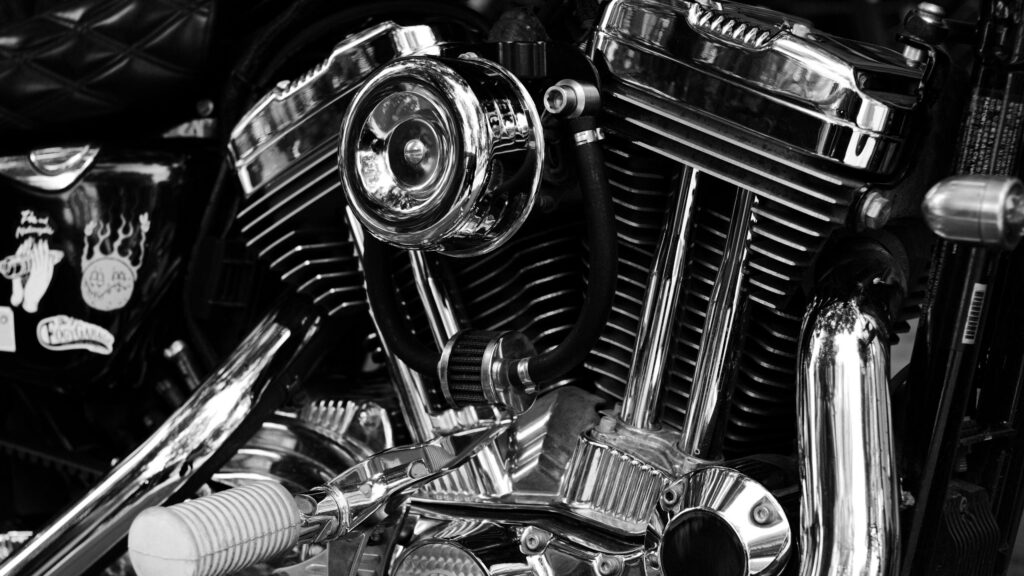 Chrome Harley-Davidson Motorcycle V-Twin Engine 4K Desktop Wallpaper