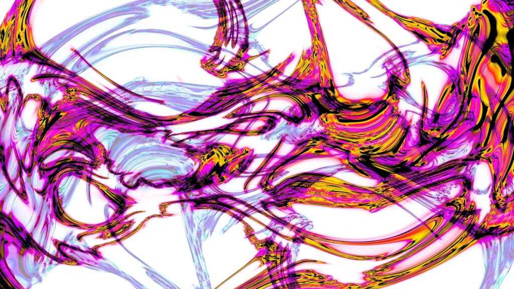 Abstract Swirls of Vibrant Magenta and Electric Yellow Desktop Wallpaper