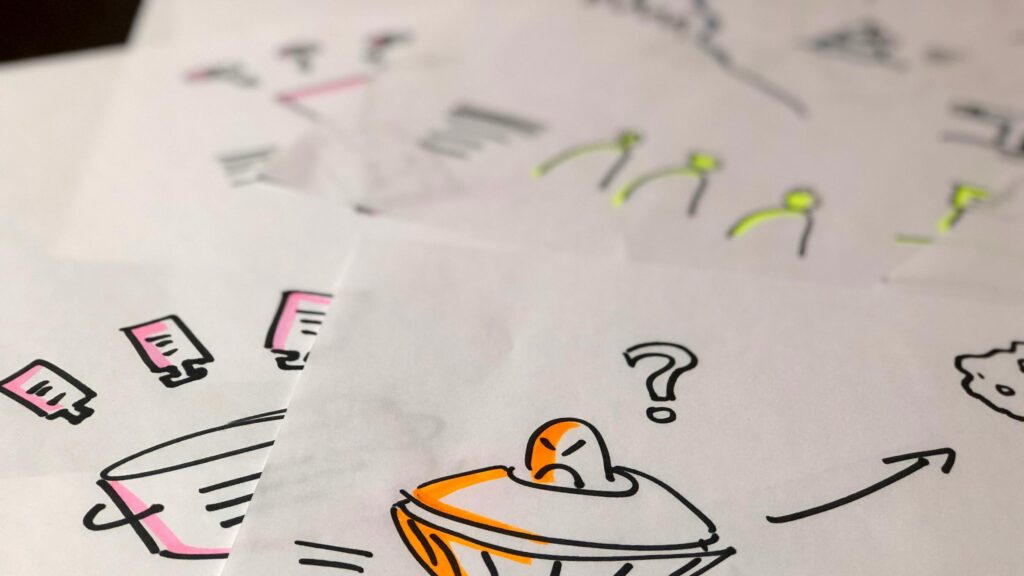 Creative Hand Drawn Alien UFO Sketch Art Desktop Wallpaper
