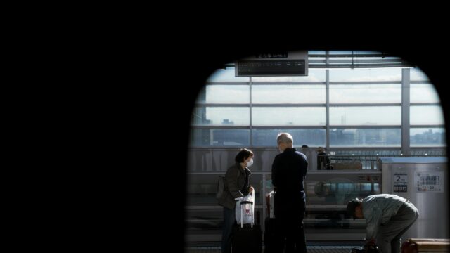 People Waiting at Train Station Platform Cinematic Desktop Wallpaper