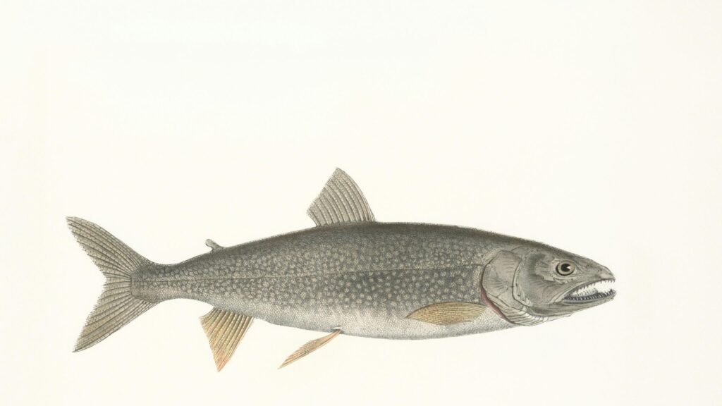 Vintage Salmonid Fish Scientific Illustration 4K Wallpaper