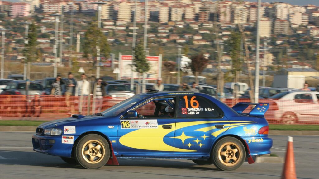 Subaru Impreza Rally Car Drifting in Action High Resolution PC Wallpaper