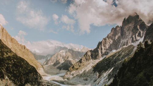 Majestic Mont Blanc Glacier Peaks and Alpine Valley 4K Wallpaper
