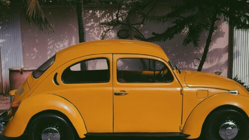 Vibrant Yellow Vintage Volkswagen Beetle Car Desktop Wallpaper
