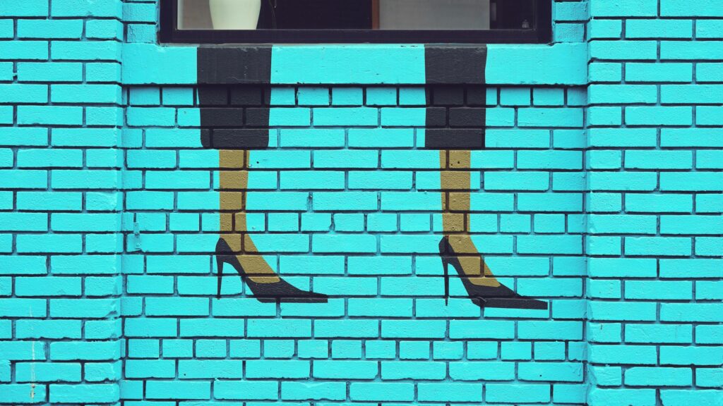 Abstract Fashion Art Brick Wall Cyan Background 4K Wallpaper