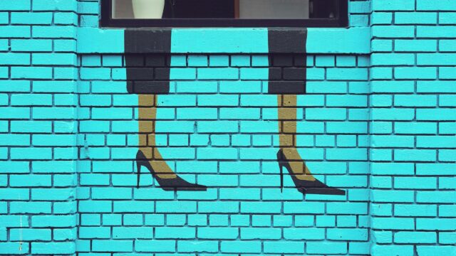 Abstract Fashion Art Brick Wall Cyan Background 4K Wallpaper