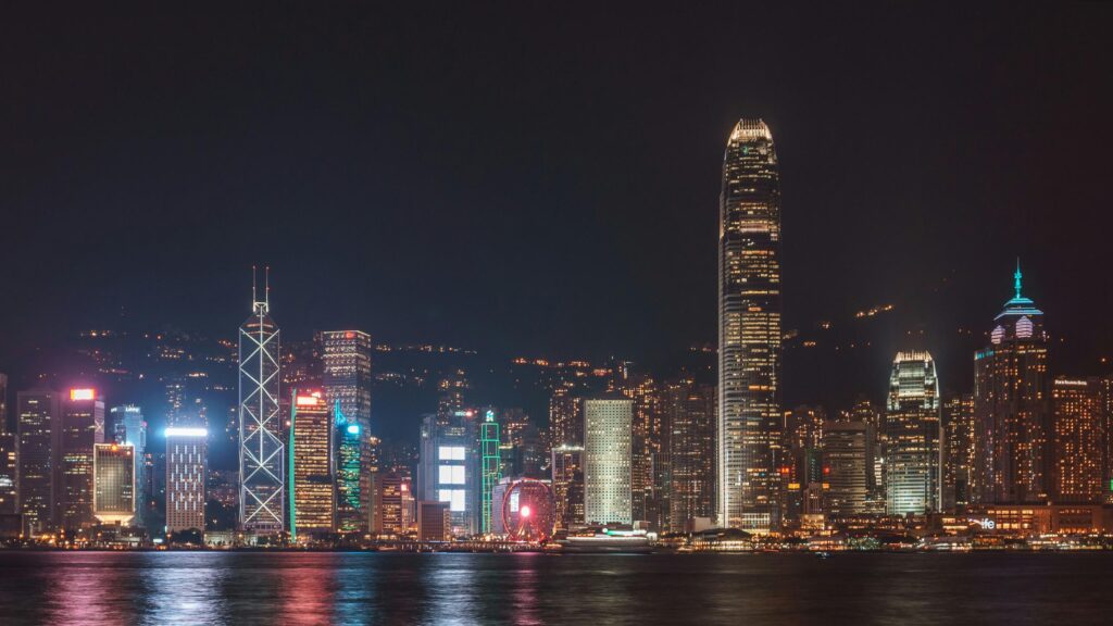 Hong Kong Skyline at Night Stunning Cityscape 4K Desktop Wallpaper