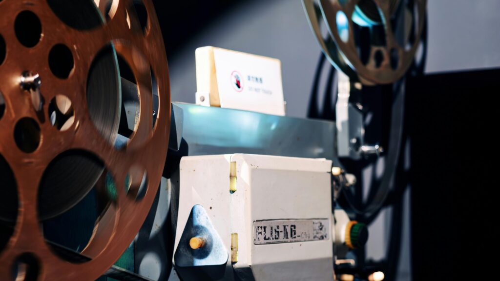 Vintage Cinematic Film Projector Mechanism 4K Wallpaper