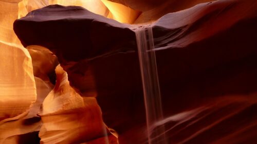 Stunning Antelope Canyon Sandfall Abstract Rock Formation 4K Desktop Wallpaper