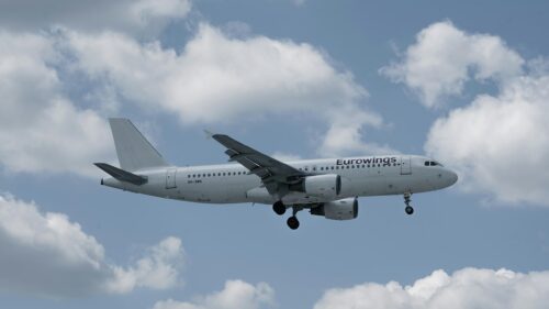 Eurowings Airbus A320 Passenger Plane Flying in the Sky 4K Wallpaper