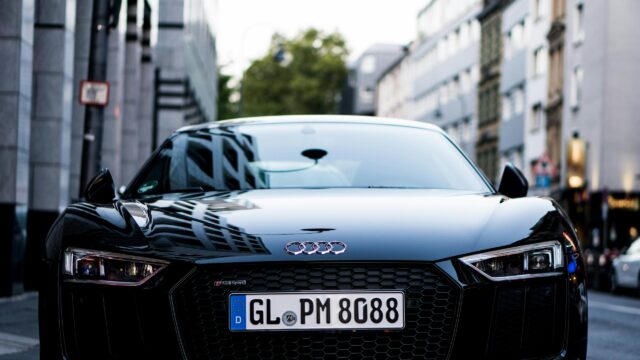 Black Audi R8 Supercar Front View 4K Desktop Wallpaper