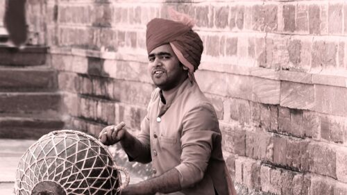 Indian Musician Playing Traditional Drum 4K Desktop Wallpaper