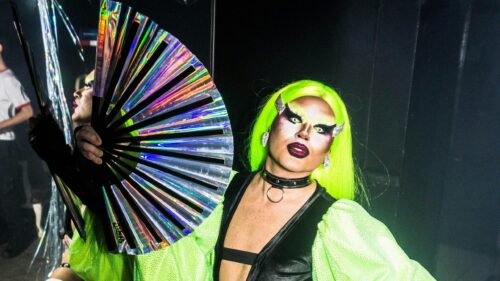 Neon Green Drag Queen Fashion Portrait 4K Wallpaper
