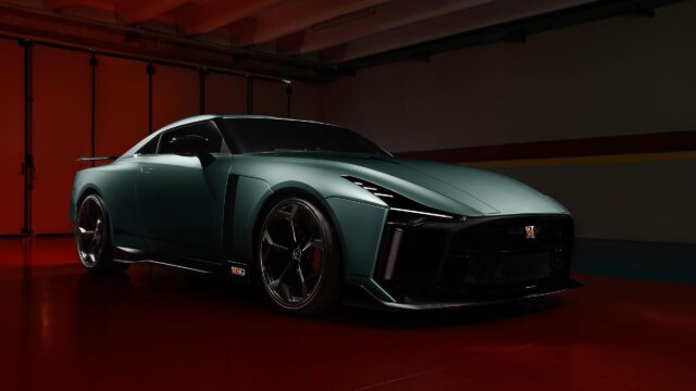 Stunning Matte Green Nissan GT R50 Sports Car Studio Desktop Wallpaper
