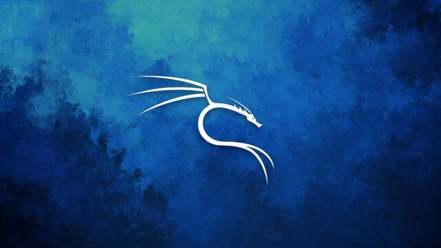 Minimalist Kali Linux Dragon Logo Blue Textured Background PC Wallpaper
