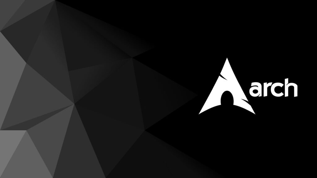 Minimalist Arch Linux Logo with Geometric Abstract Dark Background 4K Wallpaper