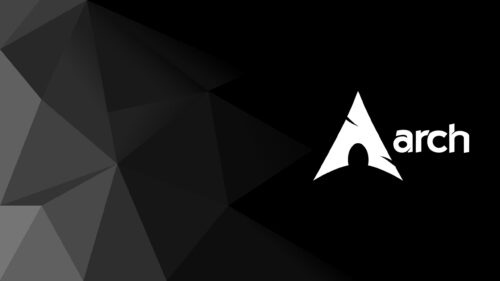Minimalist Arch Linux Logo with Geometric Abstract Dark Background 4K Wallpaper