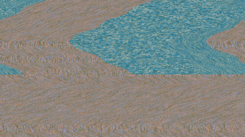 Abstract Glitch Art Pattern with Teal and Earthy Tones PC Wallpaper