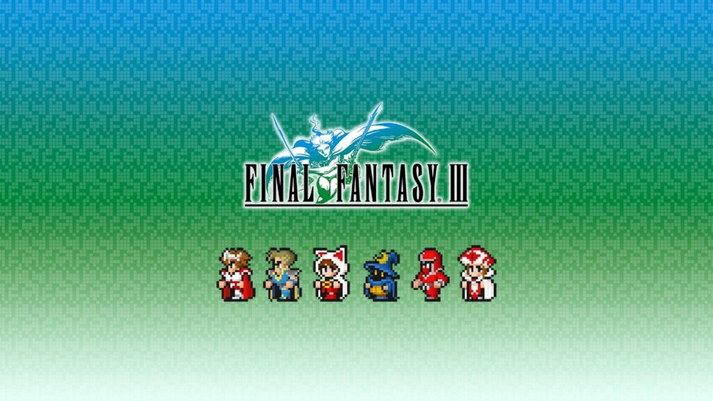 Final Fantasy III Pixel Art Characters Gradient Desktop Wallpaper